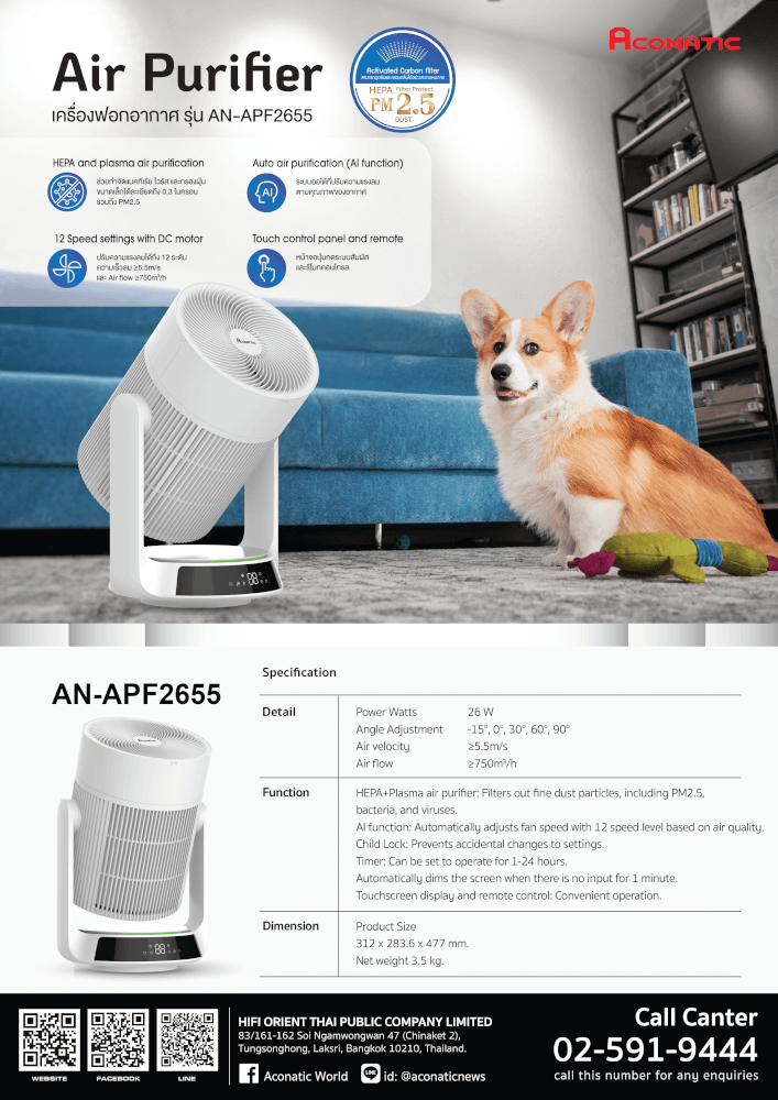 เครื่องฟอกอากาศ Aconatic รุ่น AN-APF2655