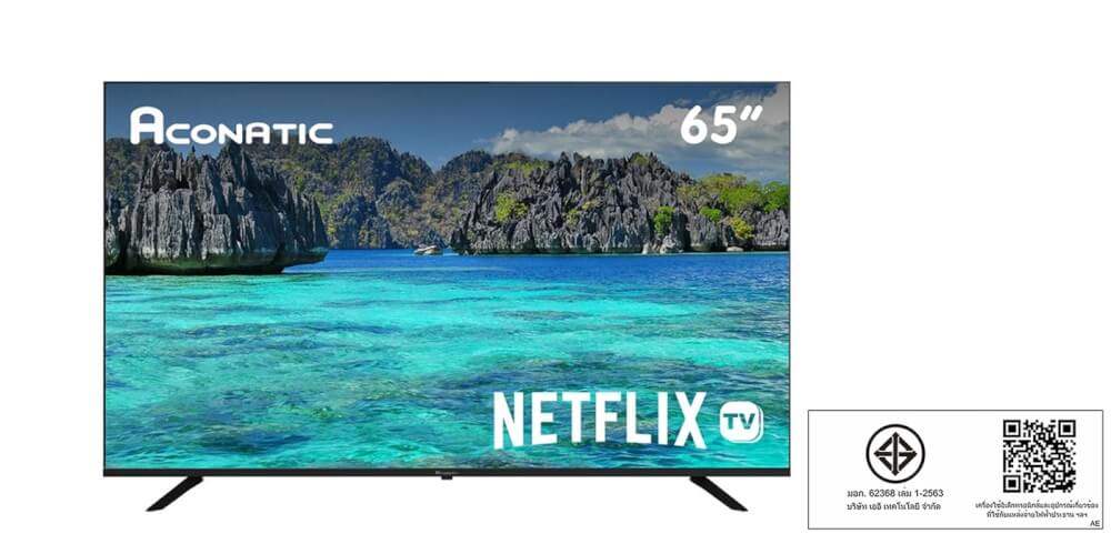 แอลอีดีทีวี 65 นิ้ว Aconatic 4K HDR Netflix 5.3  65US410AN รับประกัน 3ปี
