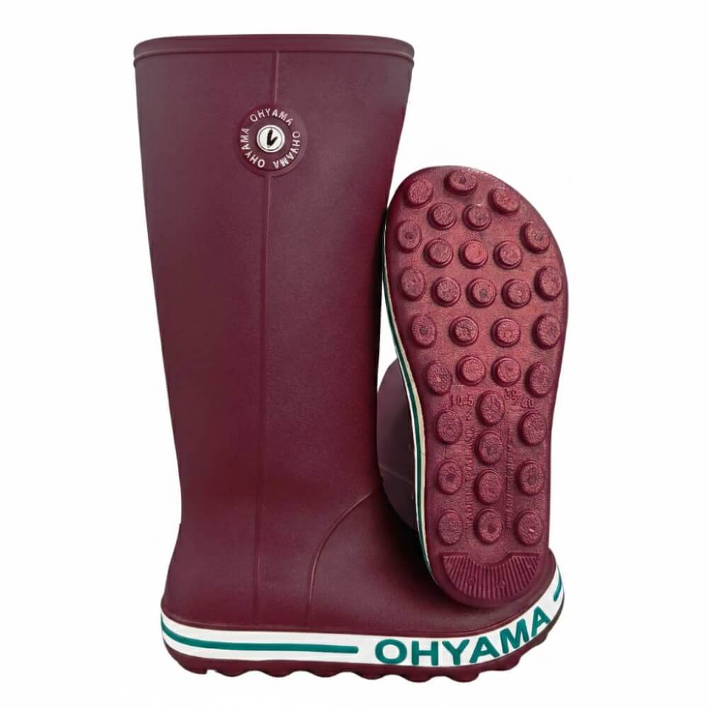 รองเท้าบูทถนอมเท้าพื้นปุ่ม OHYAMA รุ่น BAND  สีลูกหม่อน/เขียว เบอร์ 11 (รุ่นใหม่)