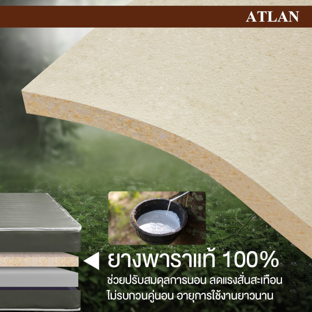 ที่นอน 6 ฟุต BEDISUPREME รุ่น ATLAN หนา 8 นิ้ว หนังPVC สีเทา