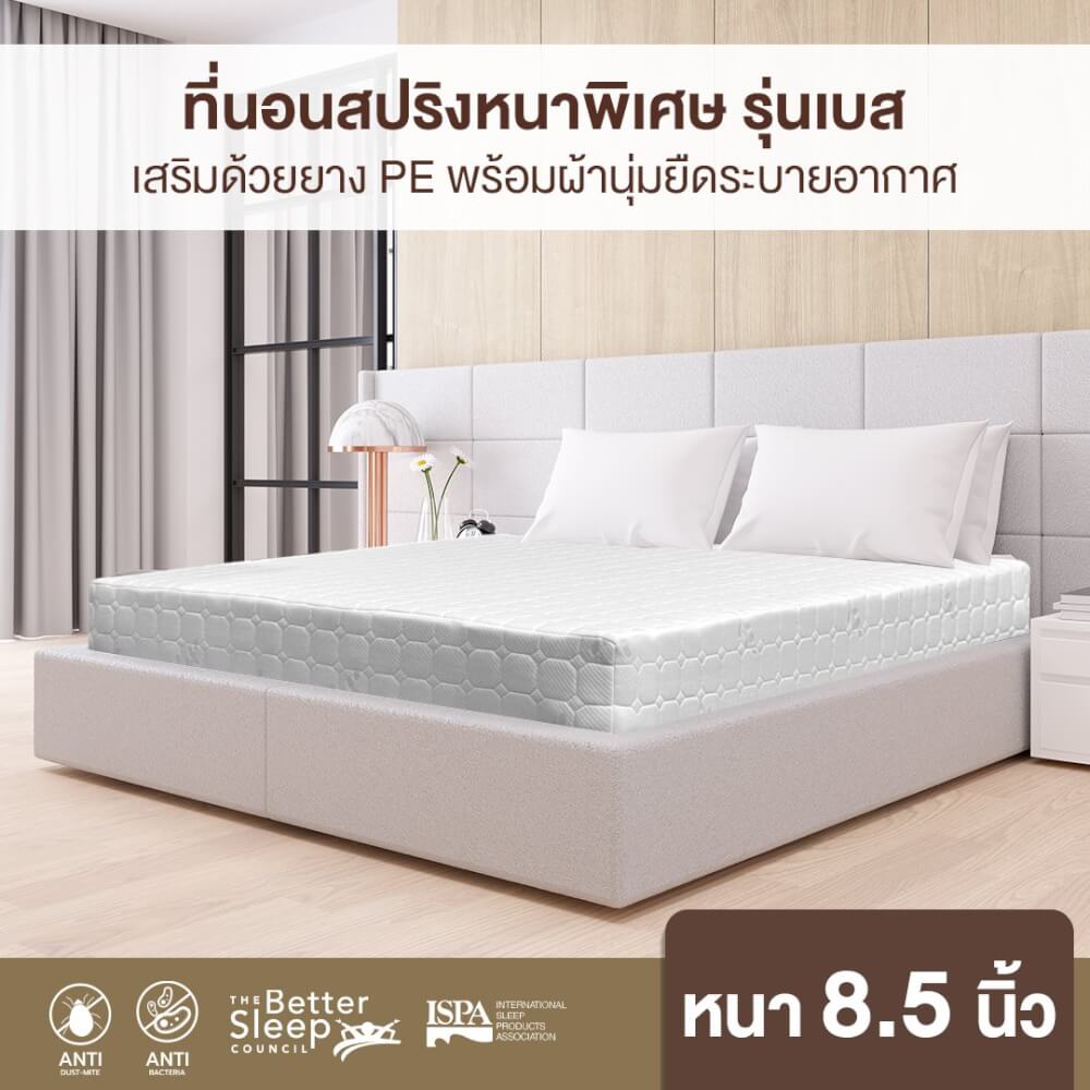 ที่นอน 6 ฟุต BEDISUPREME รุ่น BEST หนา 8.5 นิ้ว สีขาว