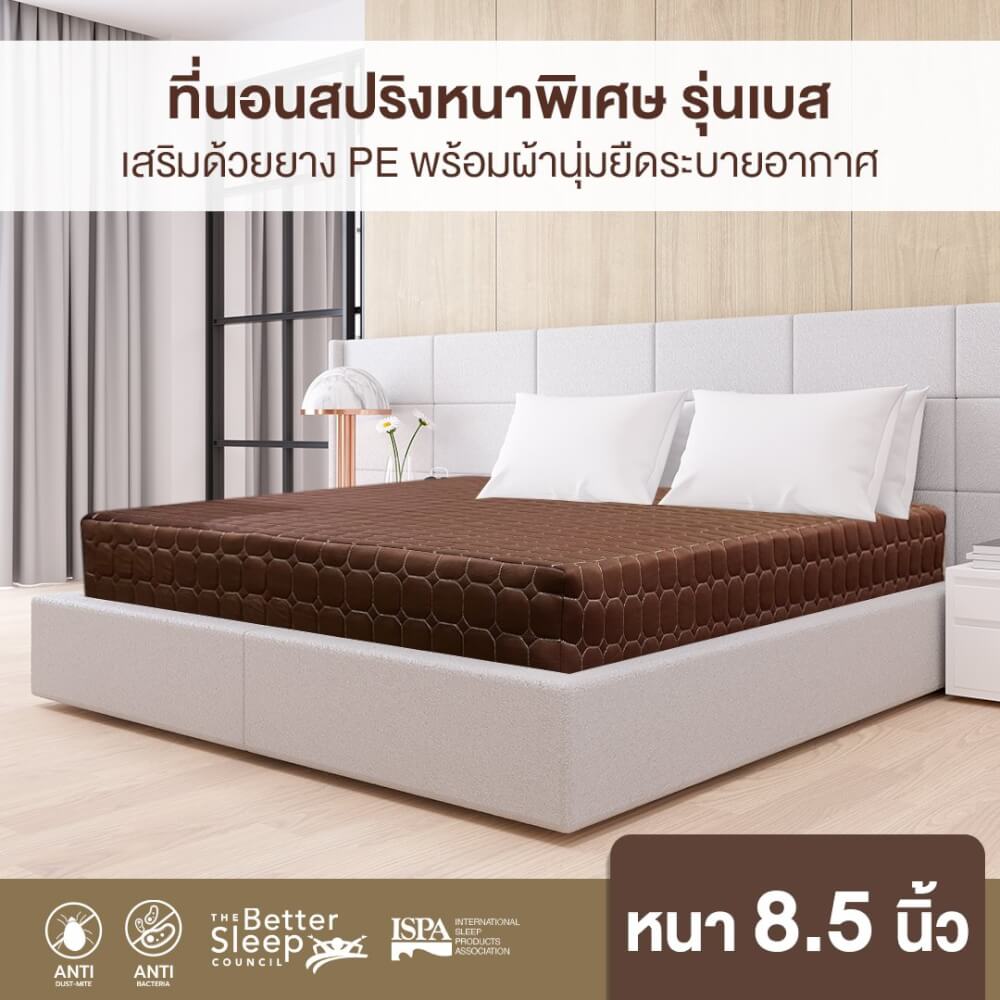 ที่นอน 6 ฟุต BEDISUPREME รุ่น BEST หนา 8.5 นิ้ว สีน้ำตาล