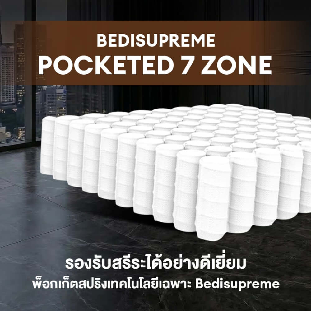ที่นอนพ็อกเก็ตสปริง 5 ฟุต BEDISUPREME รุ่น HOTEL ROYAL หุ้มผ้าริ้วเทา
