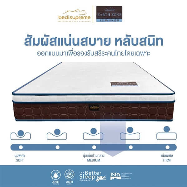 ที่นอนเมมโมรี่โฟมอัลตร้าไฮบริด 3.5 ฟุต BEDISUPREME รุ่น EARTHZONE หนา 10 นิ้ว