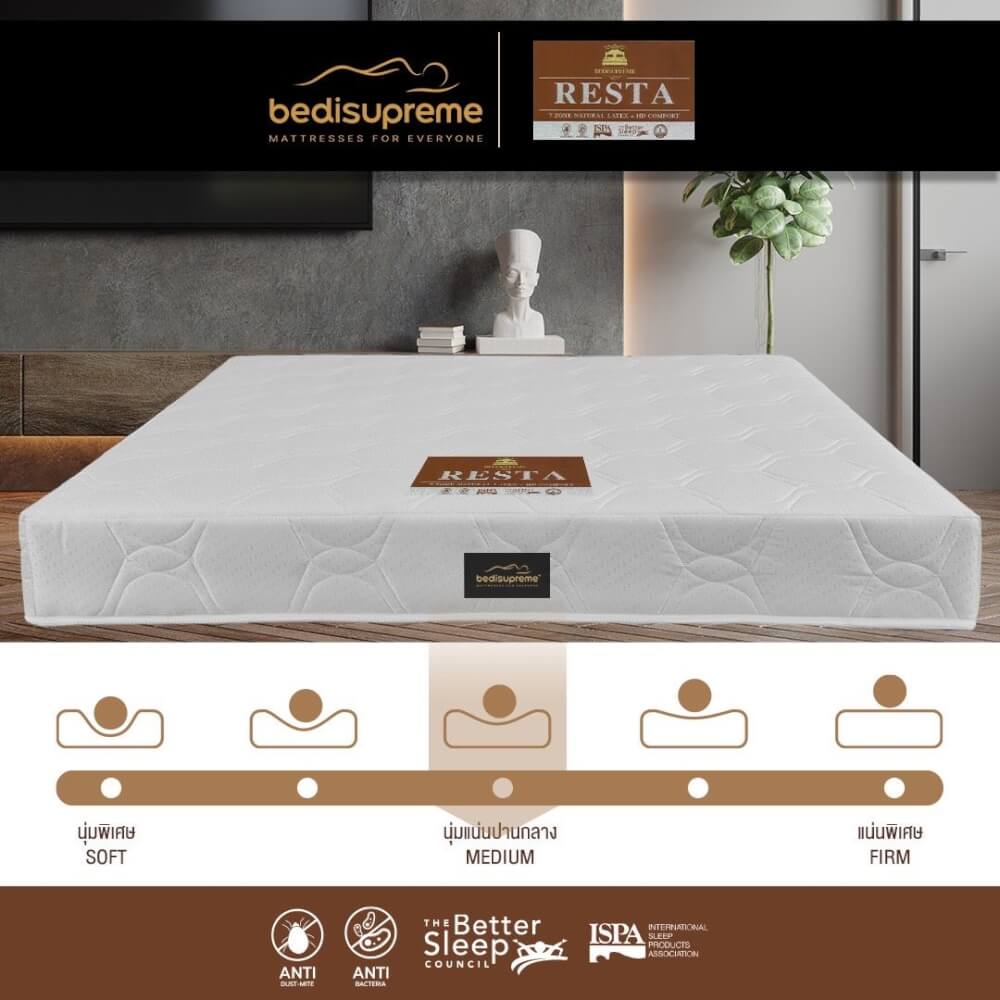 ที่นอน 5 ฟุต BEDISUPREME รุ่น RESTA หนา 6.5 นิ้ว หุ้มผ้าแจ๊คการ์ด