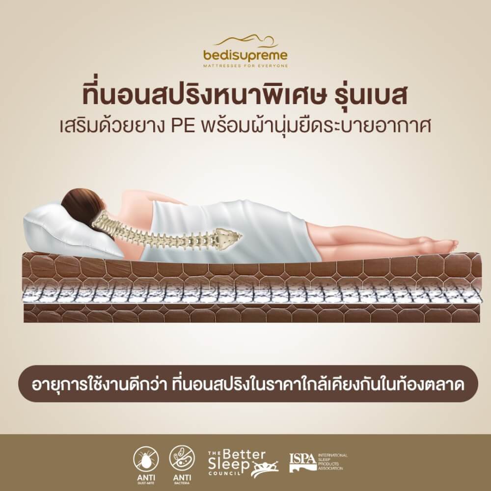 ที่นอน 6 ฟุต BEDISUPREME รุ่น BEST หนา 8.5 นิ้ว สีน้ำตาล