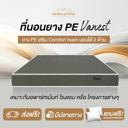 ที่นอนยางPE 3.5 ฟุต BEDIUPREME หุ้มหนังPVC สีเทา รุ่น VANEST หนา 8 นิ้ว_1