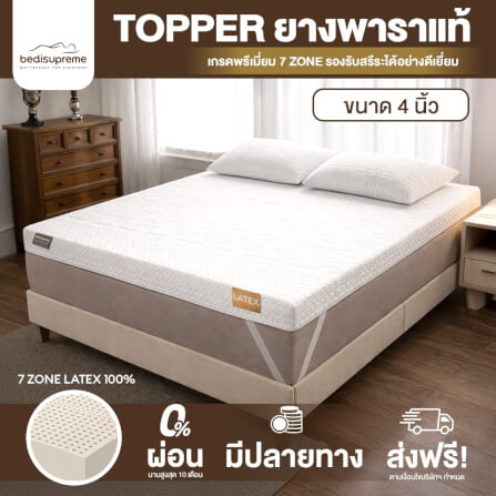 แผ่นรองนอนยางพารา 7ZONE 5 ฟุต BEDISUPREME หนา 4 นิ้ว หุ้มผ้า COOLING MAX_1