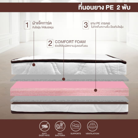 ที่นอนยางPE พับได้ 6 ฟุต BEDIUPREME ผ้าแจ๊คการ์ดสีขาว หนา 6 นิ้ว_2