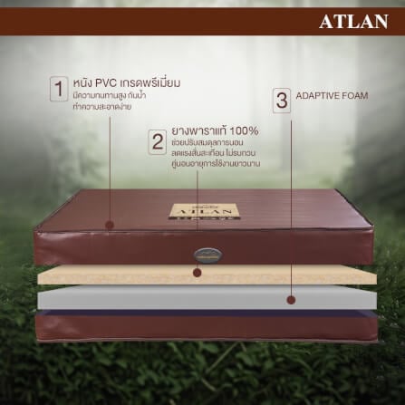 ที่นอน 3.5 ฟุต BEDISUPREME รุ่น ATLAN หนา 6 นิ้ว หนังPVC สีน้ำตาล_2
