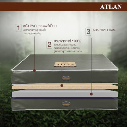 ที่นอน 6 ฟุต BEDISUPREME รุ่น ATLAN หนา 8 นิ้ว หนังPVC สีเทา_2