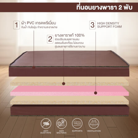 ที่นอนยางพารา พับได้ 6 ฟุต BEDIUPREME หุ้มหนังPVC หนา 6 นิ้ว_2