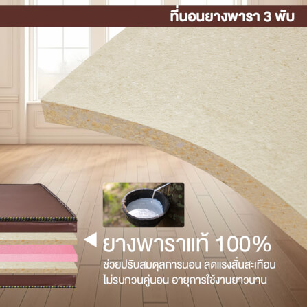 ที่นอนยางพาราแท้ 3 พับ 5 ฟุต BEDIUPREME หุ้มหนังPVC หนา 4 นิ้ว_3