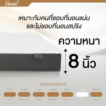 ที่นอนยางPE 6 ฟุต BEDIUPREME รุ่น VANEST สีขาว หนา 8 นิ้ว_6