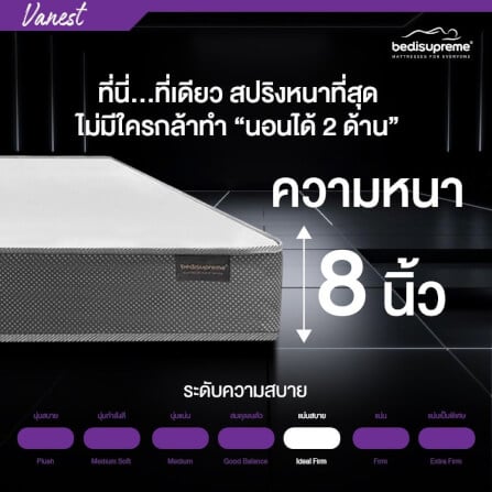 ที่นอน 3.5 ฟุต BEDISUPREME รุ่น VANEST+ หนา 8 นิ้ว สีขาว_6