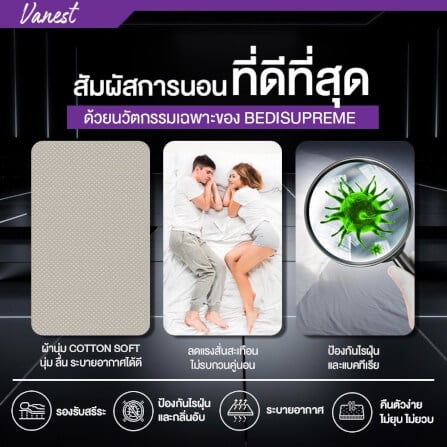 ที่นอน 5 ฟุต BEDISUPREME รุ่น VANEST+ หนา 8 นิ้ว สีน้ำตาล_8