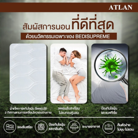 ที่นอน 6 ฟุต BEDISUPREME รุ่น ATLAN หนา 4.5 นิ้ว หุ้มผ้าแจ๊คการ์ด_8