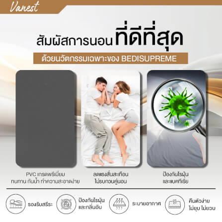 ที่นอนยางPE 3 ฟุต BEDIUPREME หุ้มหนังPVC สีเทา รุ่น VANEST หนา 8 นิ้ว_8