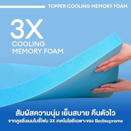 แผ่นรองนอน 6 ฟุต BEDISUPREME รุ่น COOLING MEMORY FOAM หนา 4 นิ้ว หุ้มผ้า COOLING MAX_3