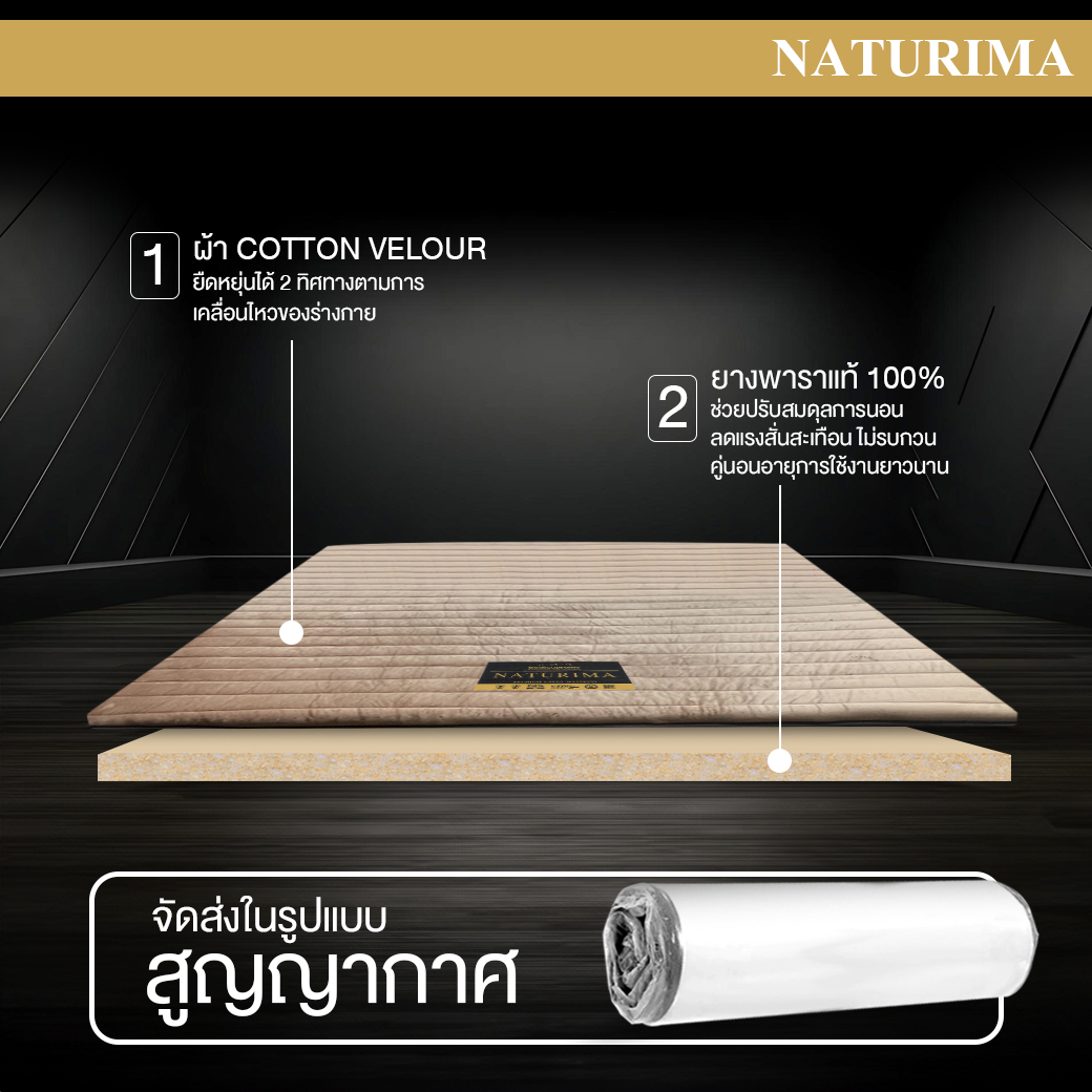 แผ่นรองนอน 3 ฟุต BEDISUPREME รุ่น NATURIMA หนา 4 นิ้ว หุ้มผ้า COTTON VELOUR_2