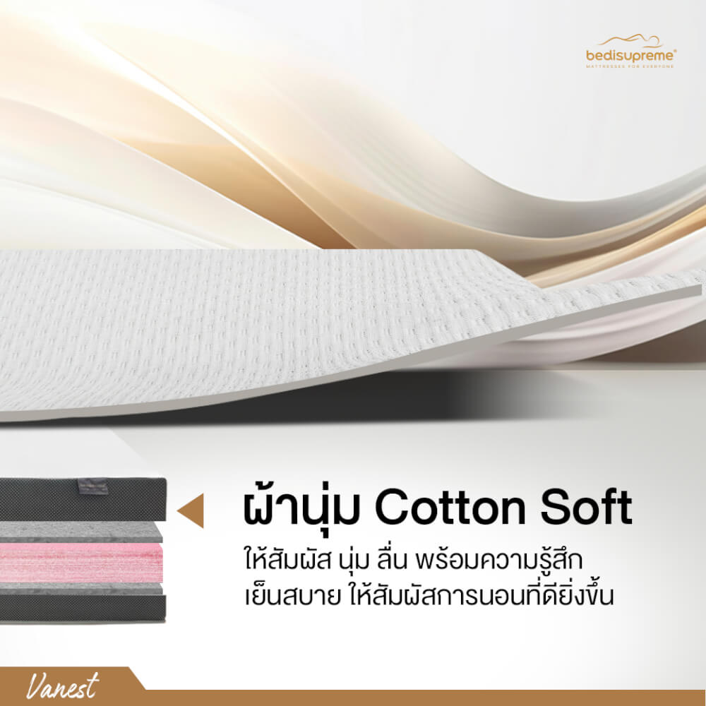 ที่นอน 5 ฟุต BEDISUPREME รุ่น Vanest หนา 8 นิ้ว หุ้มผ้าCotton Soft