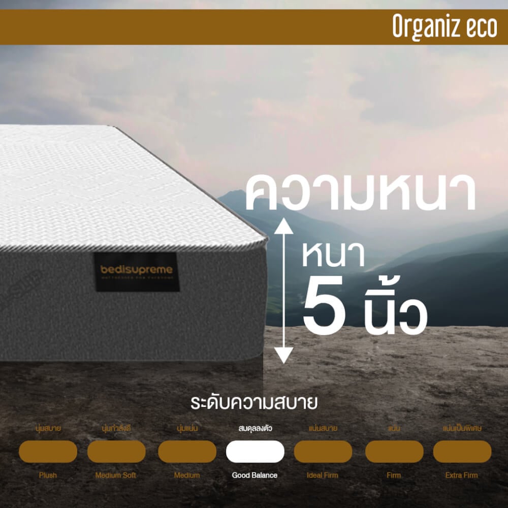 ที่นอน 3.5 ฟุต BEDISUPREME รุ่น ORGANIZ ECO หนา 5 นิ้ว
