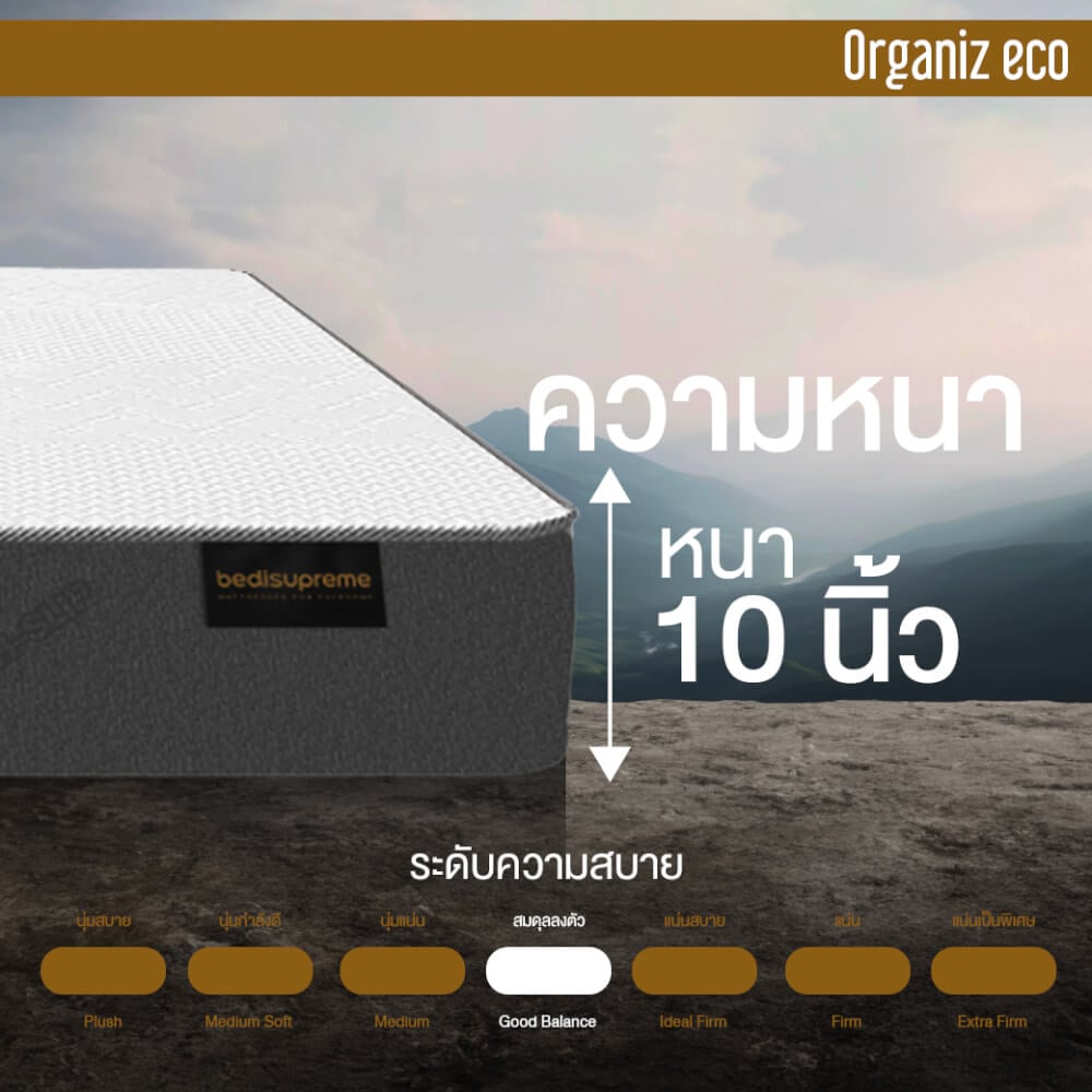 ที่นอน 6 ฟุต BEDISUPREME รุ่น ORGANIZ ECO หนา 10 นิ้ว