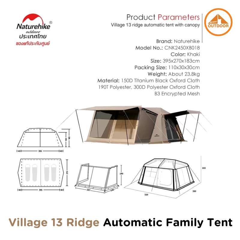 เต็นท์ครอบครัวใหญ่ NATUREHIKE VILLAGE 13 RIDGE_3