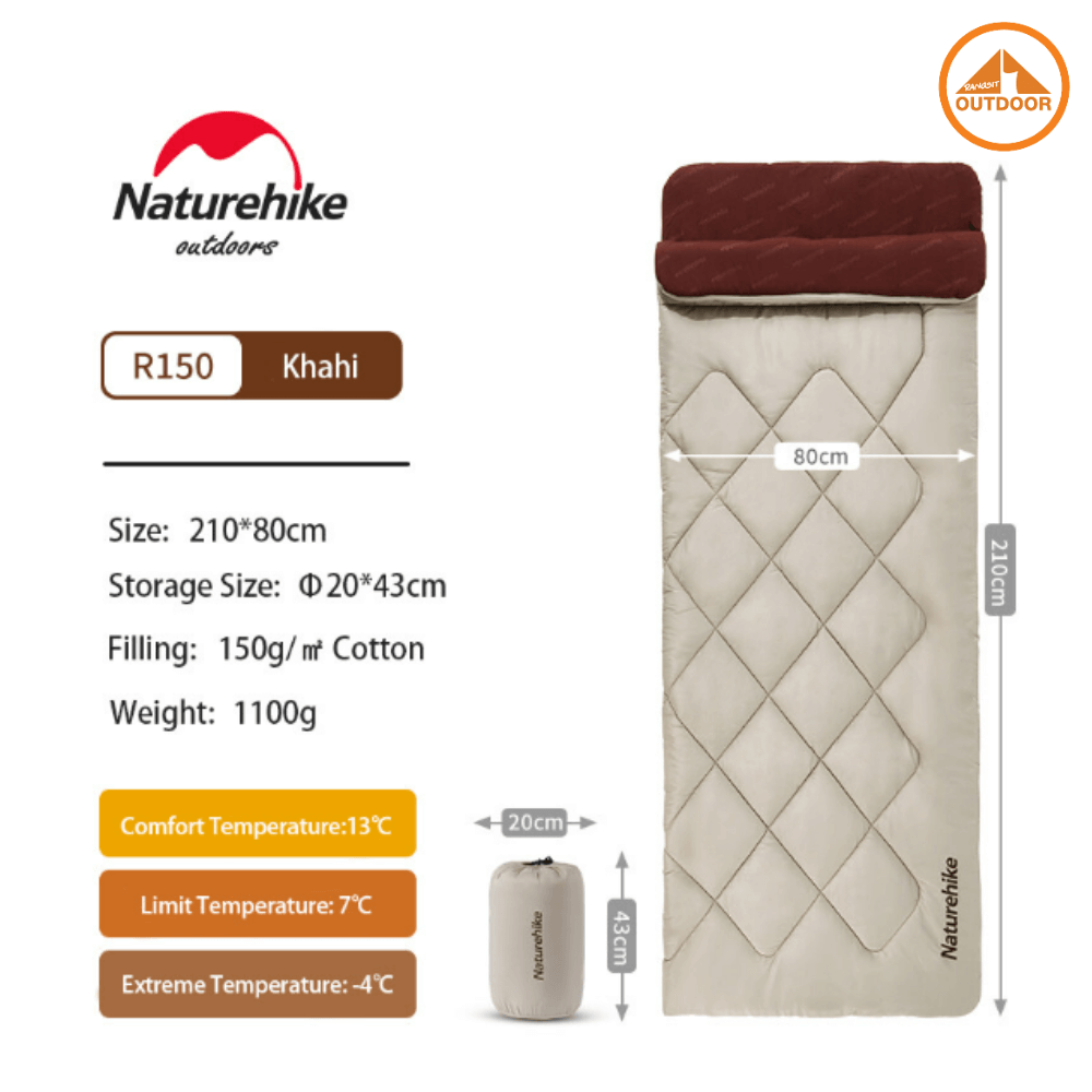 ถุงนอน Naturehike รุ่น R150 สีครีม-น้ำตาล