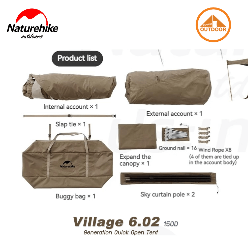 เต้นท์แค้มป์ปิ้งอัตโนมัติ Naturehike Village 6.02 