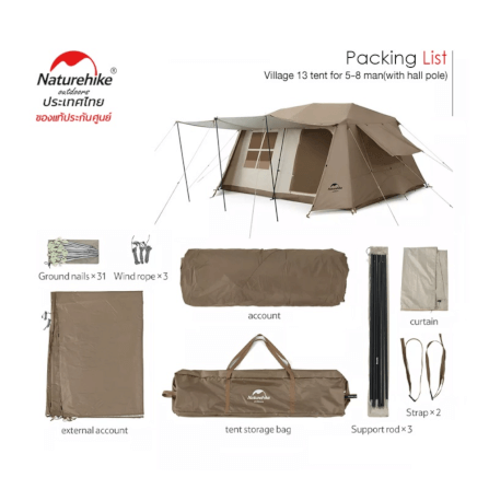 เต็นท์ครอบครัวใหญ่ Naturehike Village 13 Tent New Version_2