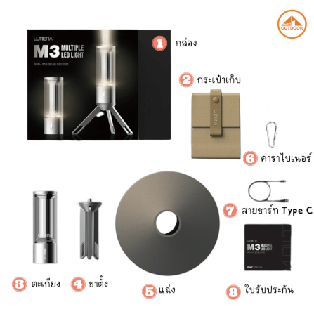 ตะเกียง Lumena M3 Multiple LED Rechargeable Lantern สีน้ำตาลเข้ม_4