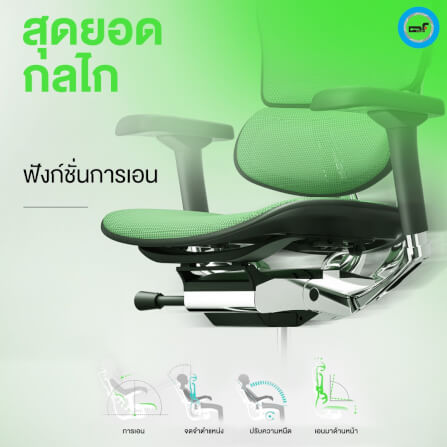 เก้าอี้เพื่อสุขภาพ DF PROCHAIR รุ่น Ergo Elite Pro สีเขียว_8