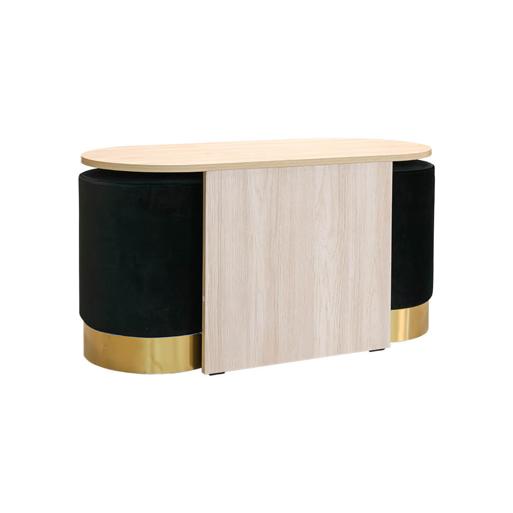 ชุดโต๊ะกลางพร้อมเก้าอี้สตูล RINA HEY รุ่น PICCO/90 สีดำ