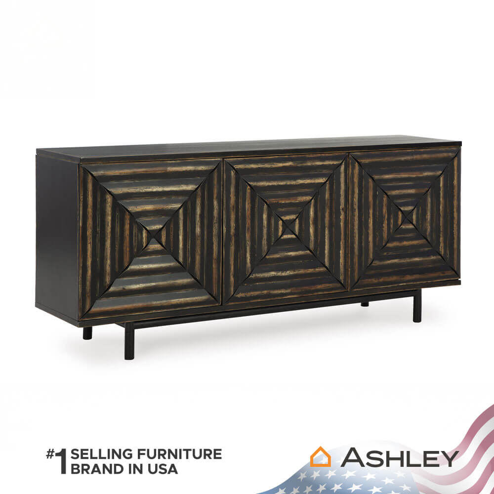 ตู้เตี้ยบานเปิด ASHLEY FURNITURE HOMESTORE รุ่น FAIR RIDGE/183 สีดำวินเทจ