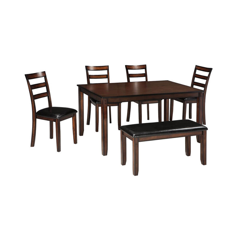 ชุดโต๊ะอาหาร 6 ที่นั่ง ASHLEY FURNITURE HOMESTORE รุ่น COVIAR/6 สีน้ำตาล_0