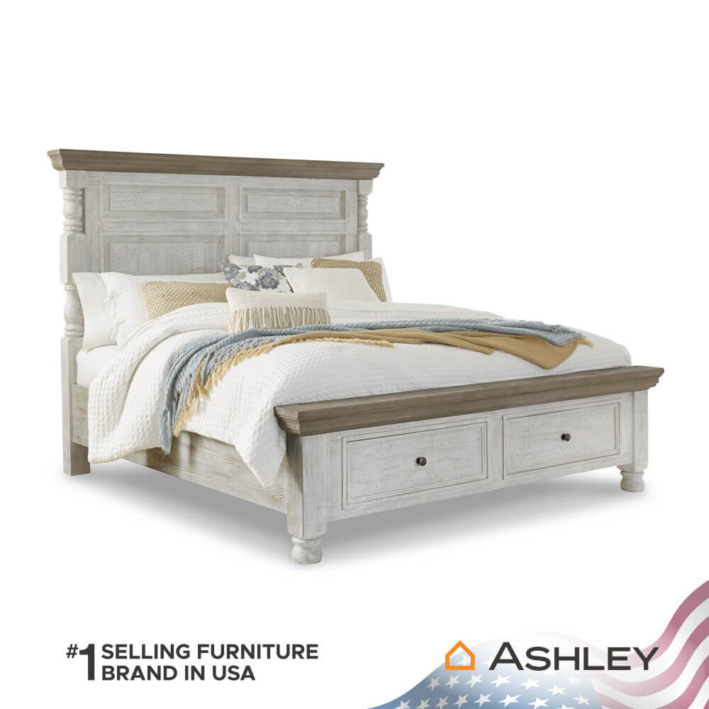 เตียงนอนขนาด 6 ฟุต ASHLEY FURNITURE HOMESTORE รุ่น HAVALANCE/180 สีขาววินเทจ