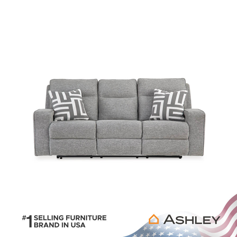โซฟาปรับเอนไฟฟ้า 3 ที่นั่ง พร้อมพนักพิงศีรษะปรับได้ ASHLEY FURNITURE HOMESTORE รุ่น BISCOE/3RRM สีเทาอ่อน