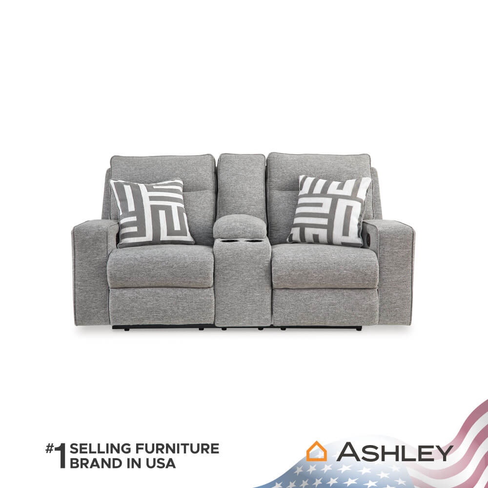 โซฟาปรับเอนไฟฟ้า 2 ที่นั่งพร้อมที่วางแขน ASHLEY FURNITURE HOMESTORE รุ่น BISCOE/2RRM สีเทาอ่อน
