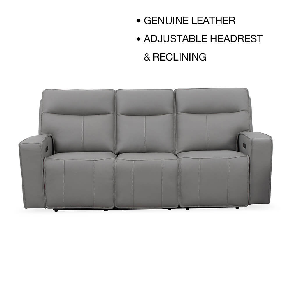 โซฟาปรับเอนนอน 3 ที่นั่ง/ปรับด้วยไฟฟ้า CHIC REPUBLIC รุ่น BERG/3RRM สีเทาอ่อน