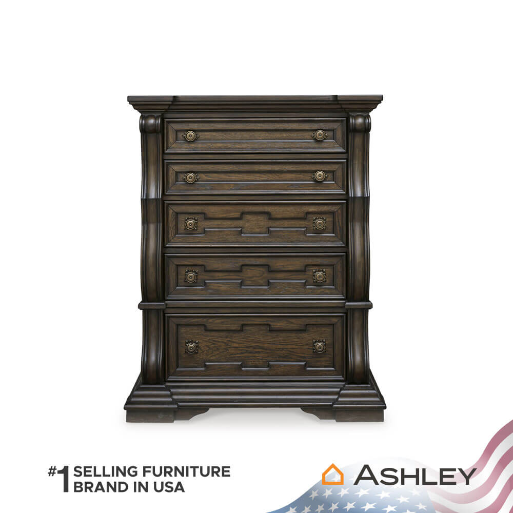 ตู้ลิ้นชัก 5 ลิ้นชัก ASHLEY FURNITURE HOMESTORE รุ่น MAYLEE/110 สีน้ำตาลเข้ม