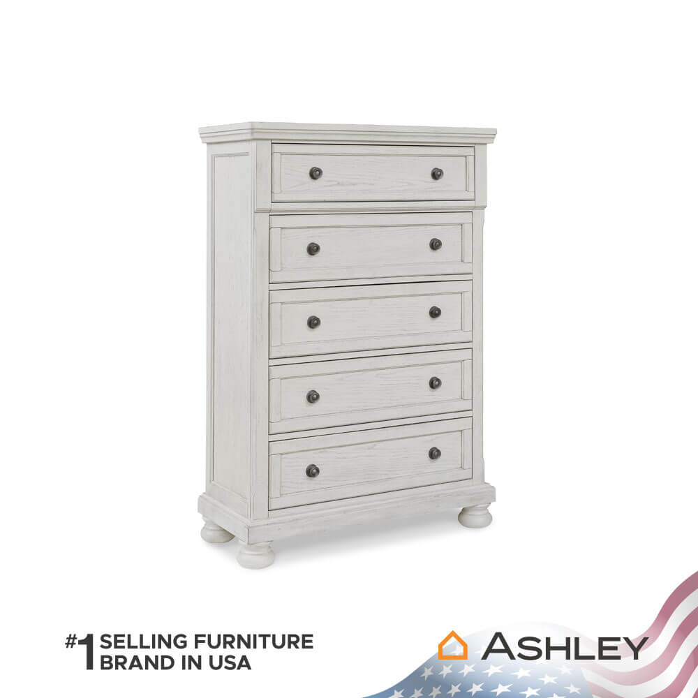 ตู้ลิ้นชัก 5 ลิ้นชัก ASHLEY FURNITURE HOMESTORE รุ่น ROBBINSDALE/100 สีขาววินเทจ