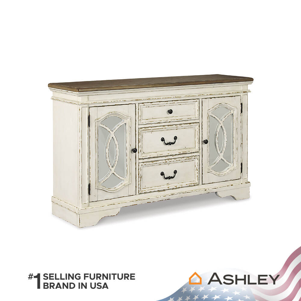 ตู้เตี้ยบานผสม ASHLEY FURNITURE HOMESTORE รุ่น REALYN/162 สีขาววินเทจ