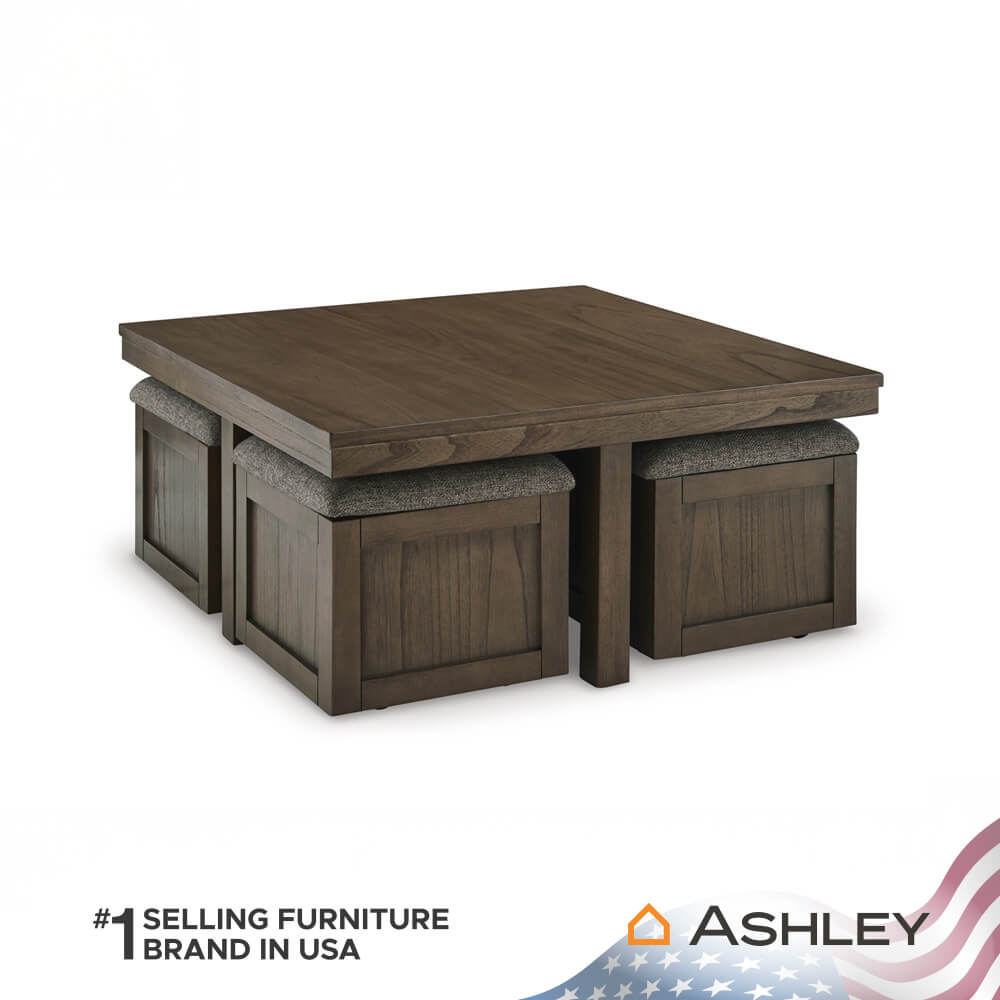 ชุดโต๊ะกลางพร้อมเก้าอี้สตูล ASHLEY FURNITURE HOMESTORE รุ่น BOARDERNEST/101 สีน้ำตาล_1