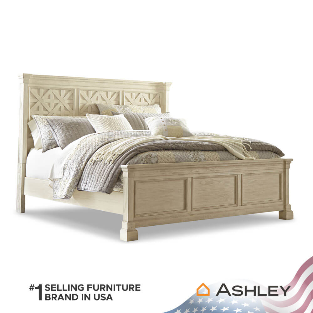 เตียงนอนขนาด 6 ฟุต ASHLEY FURNITURE HOMESTORE รุ่น BOLANBURG/180 สีขาววินเทจ