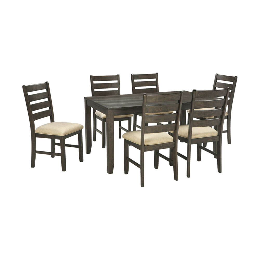 ชุดโต๊ะอาหาร 6 ที่นั่ง ASHLEY FURNITURE HOMESTORE รุ่น ROKANE/7 สีน้ำตาลเข้ม