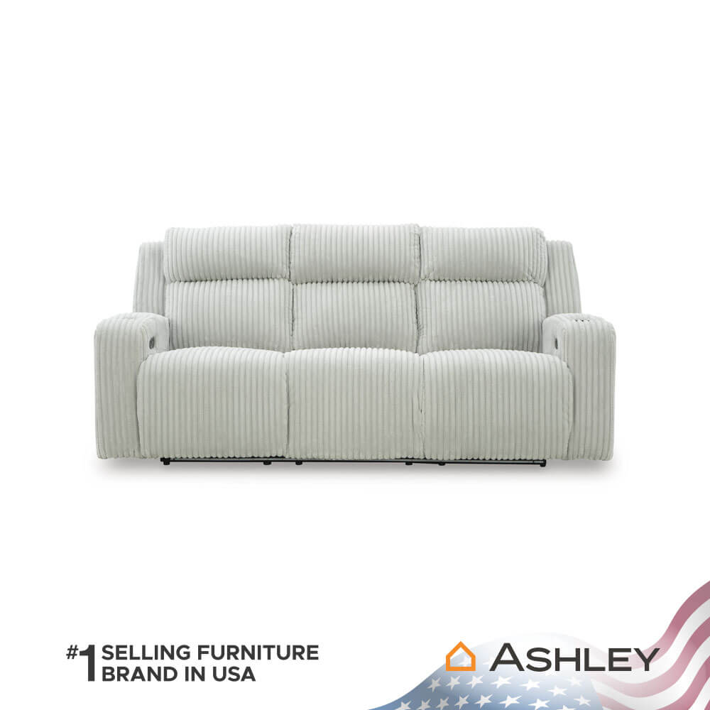 โซฟาปรับเอนไฟฟ้า 3 ที่นั่ง พร้อมพนักพิงศีรษะปรับได้ ASHLEY FURNITURE HOMESTORE รุ่น TWINBROOKE/3RRM สีเทาอ่อน