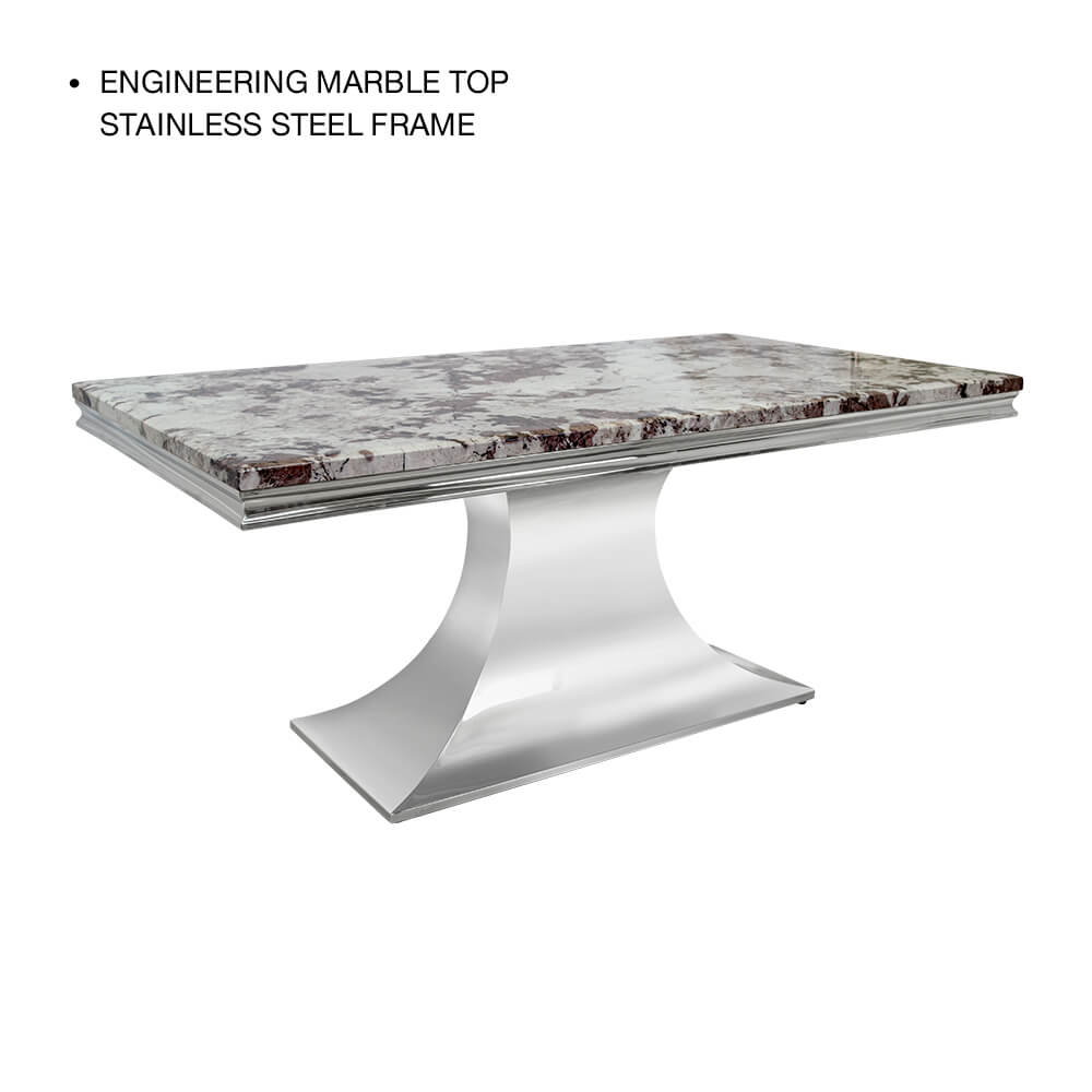โต๊ะอาหารหินอ่อนสังเคราะห์ CHIC REPUBLIC รุ่น HERNANDEZ-CH/180 MARBLE สีขาวและเทา