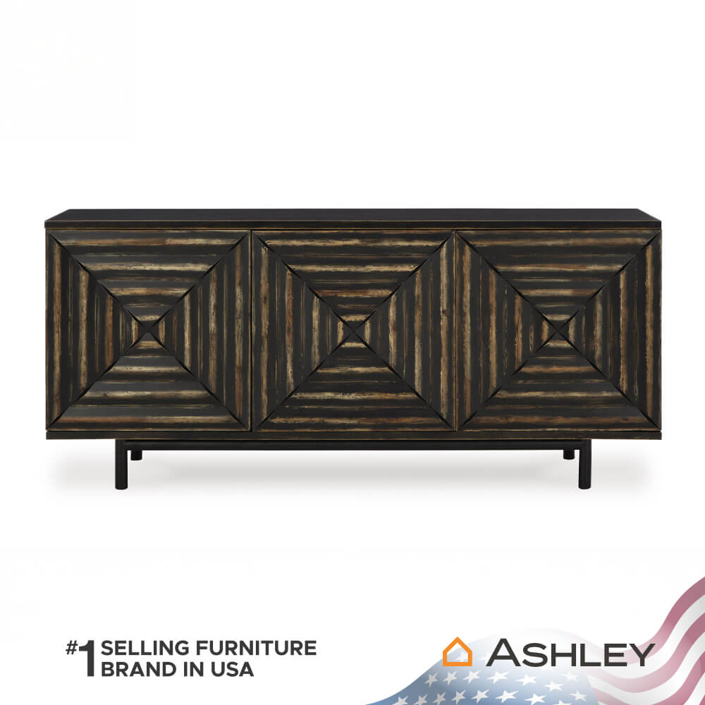 ตู้เตี้ยบานเปิด ASHLEY FURNITURE HOMESTORE รุ่น FAIR RIDGE/183 สีดำวินเทจ