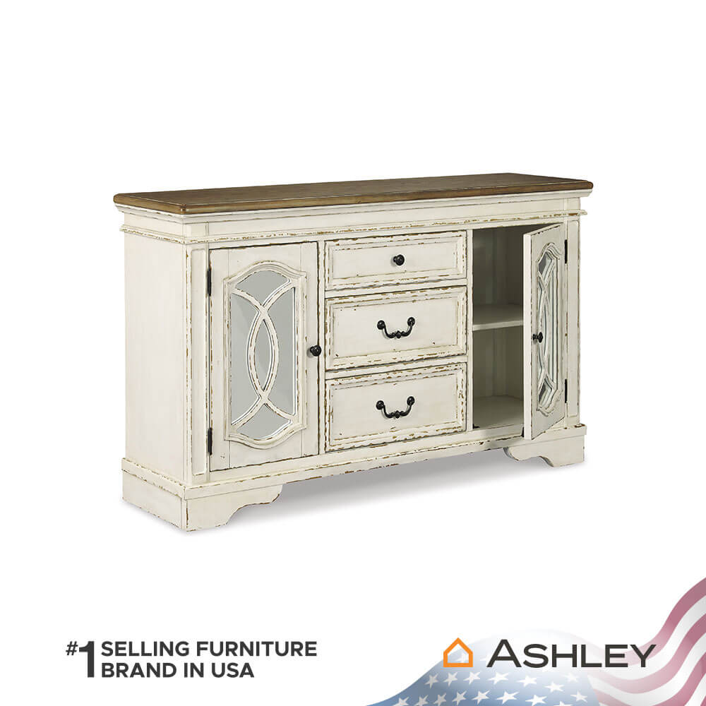 ตู้เตี้ยบานผสม ASHLEY FURNITURE HOMESTORE รุ่น REALYN/162 สีขาววินเทจ